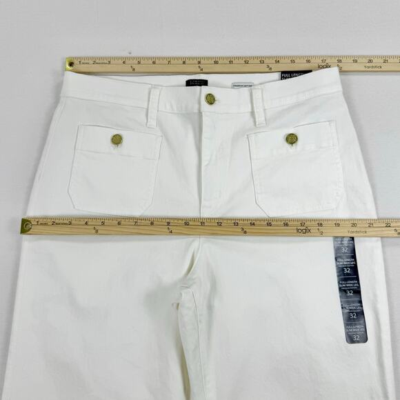 J Crew Factory Women's Slim Wide Leg Sailor Jean Size 32 White Stretch - Picture 13 of 16